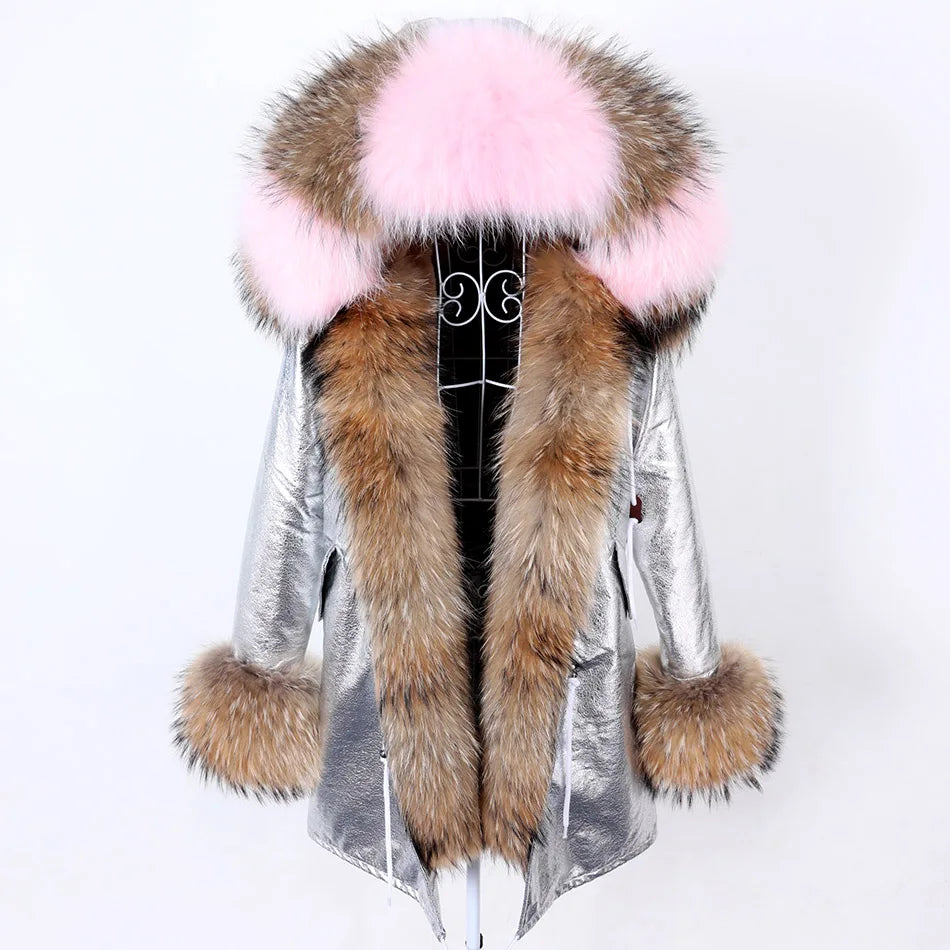 Damen Parka mit Kunstfellbesatz und Kapuze - Wintermantel