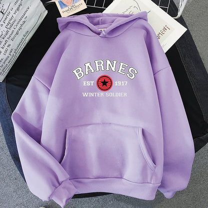 Hoodie mit Kapuze, Kängurutasche und "Barnes Winter Soldier"-Aufdruck