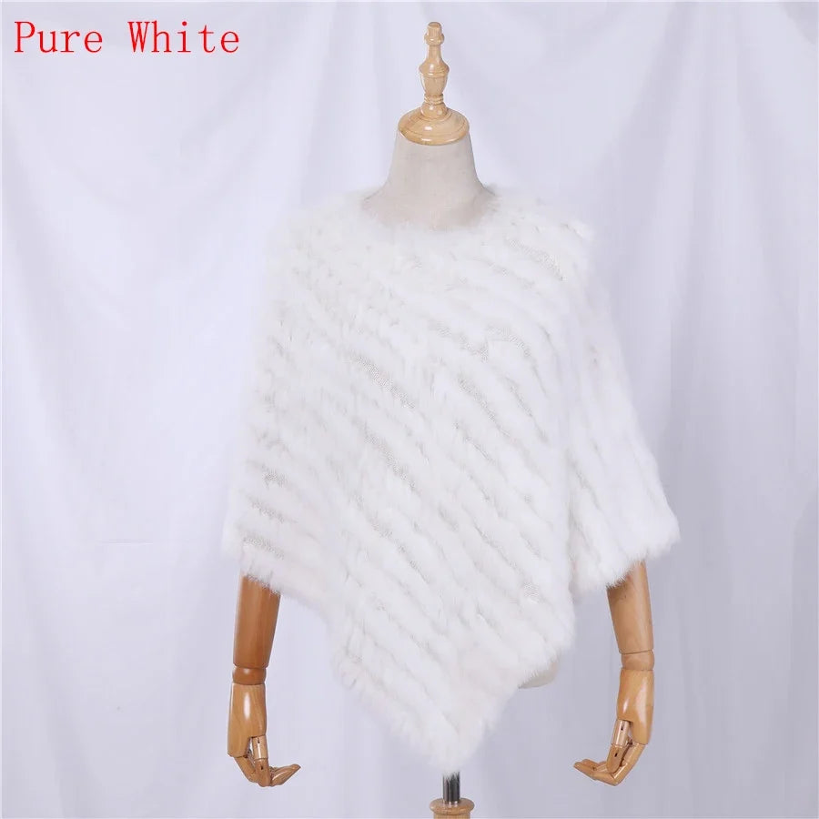Damen Poncho weich strukturiert Grau Winter Cape