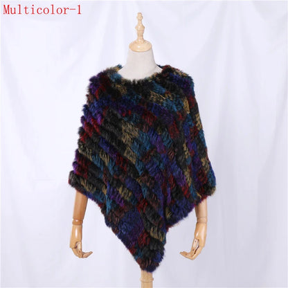 Damen Poncho weich strukturiert Grau Winter Cape