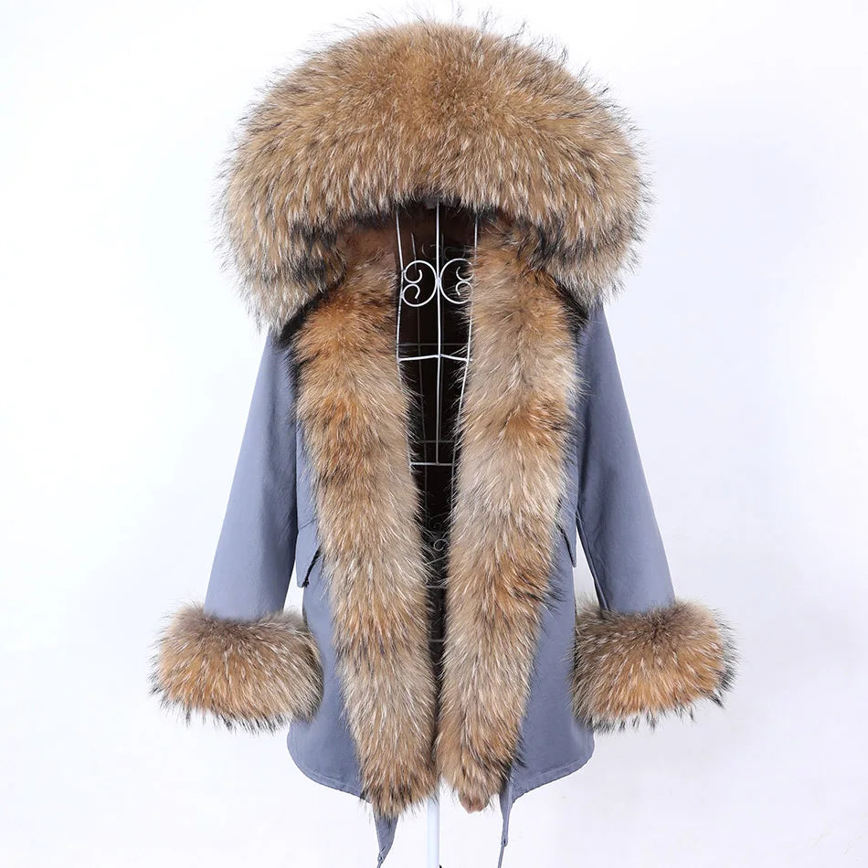 Damen Parka mit Kunstfellbesatz und Kapuze - Wintermantel
