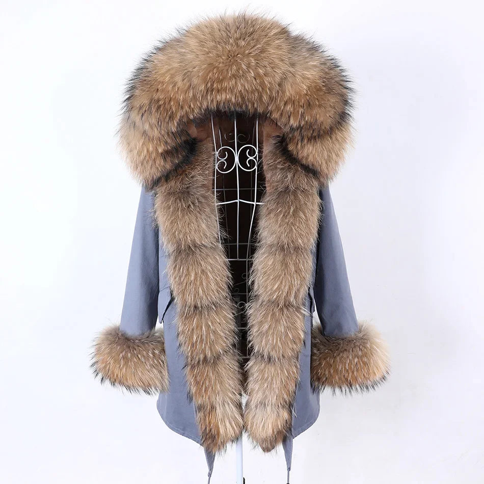 Damen Parka mit Kunstfellbesatz und Kapuze - Wintermantel