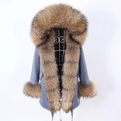 Damen Parka mit Kunstfellbesatz und Kapuze - Wintermantel