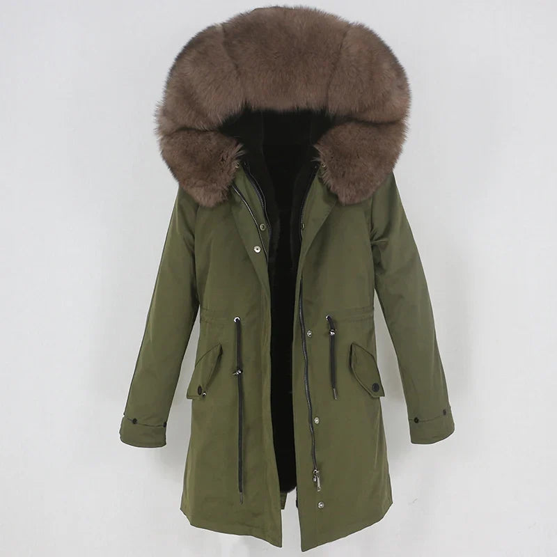 Herren Winter Parka mit Kapuze und Fellkragen, gefüttert