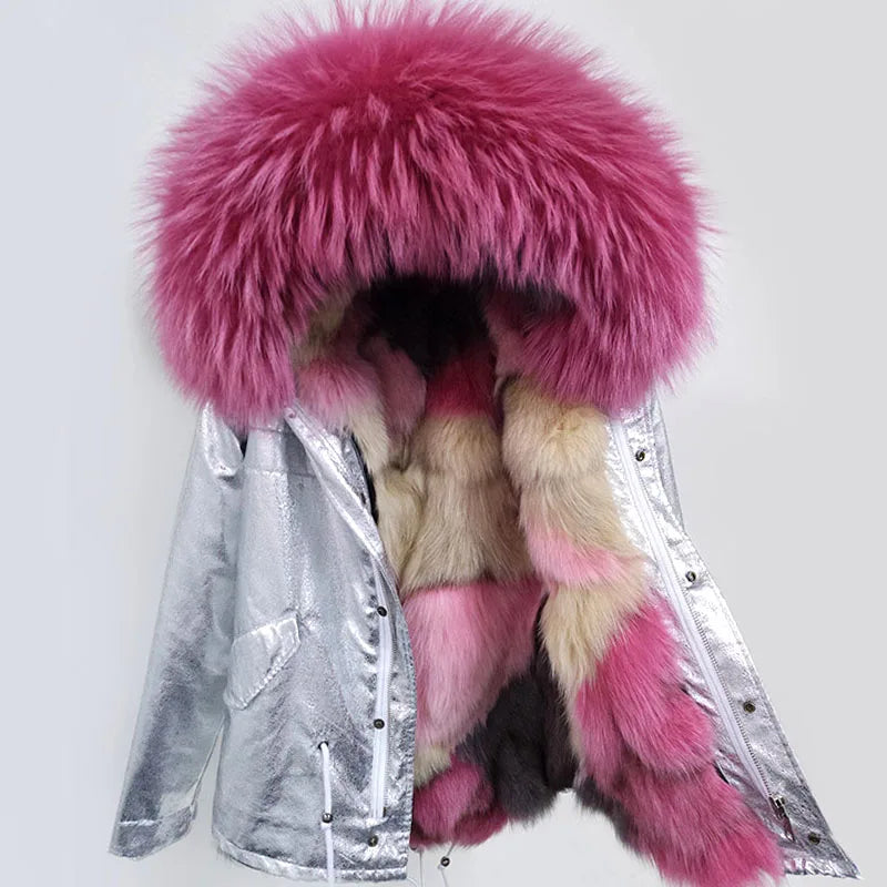 Damen Winter Parka mit Kapuze und Kunstpelz Futter