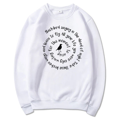 Sweatshirt Damen Rundhals Langarm mit "Blackbird" Schriftzug Druck