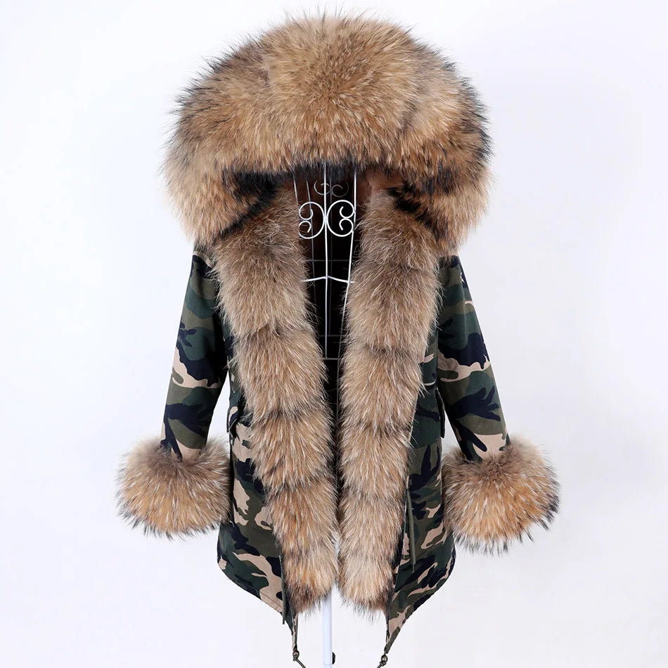 Damen Parka mit Kunstfellbesatz und Kapuze - Wintermantel