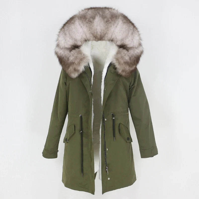 Herren Winter Parka mit Kapuze und Fellkragen, gefüttert