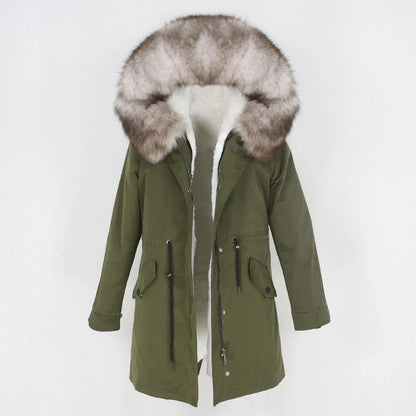 Herren Winter Parka mit Kapuze und Fellkragen, gefüttert