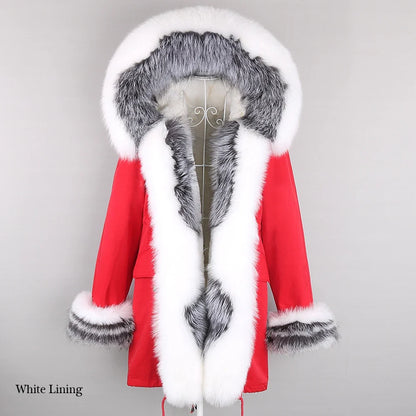 Winterparka mit Kapuze und Fellbesatz für Damen