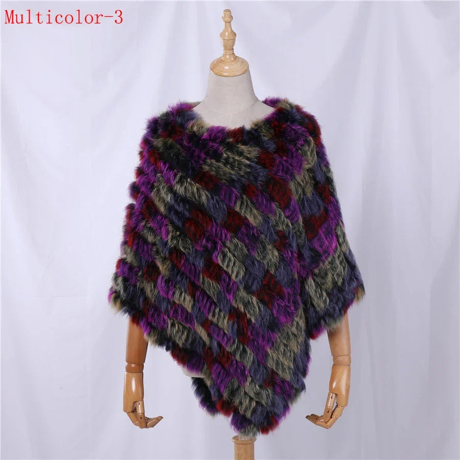Damen Poncho weich strukturiert Grau Winter Cape