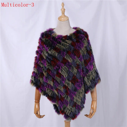 Damen Poncho weich strukturiert Grau Winter Cape
