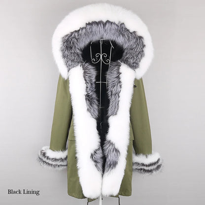 Winterparka mit Kapuze und Fellbesatz für Damen