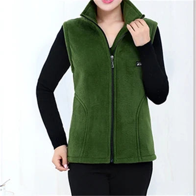 Damen Fleece Weste Stehkragen Reißverschluss Violett