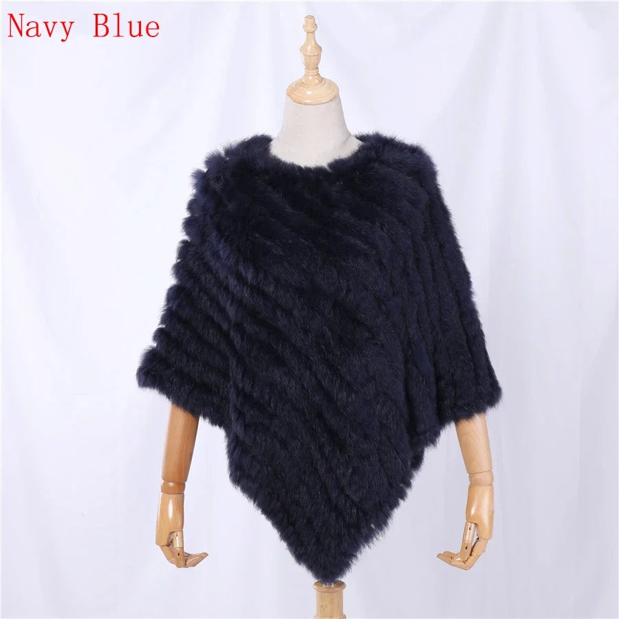 Damen Poncho weich strukturiert Grau Winter Cape