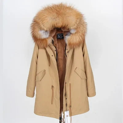 Unisex Winter Parka mit Kapuze und Fellkragen