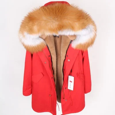 Unisex Winter Parka mit Kapuze und Fellkragen