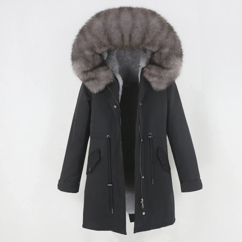 Herren Winter Parka mit Kapuze und Fellkragen, gefüttert