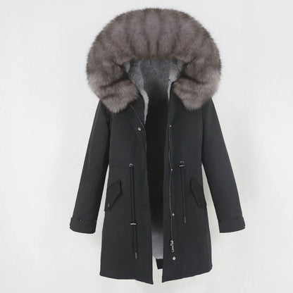 Herren Winter Parka mit Kapuze und Fellkragen, gefüttert