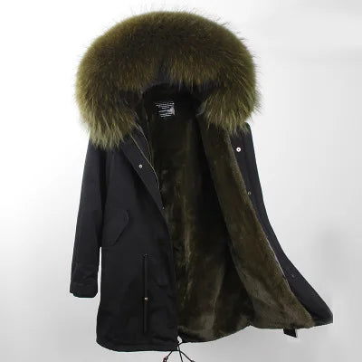 Unisex Winter Parka mit Kapuze und Fellkragen