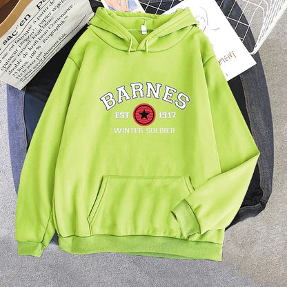 Hoodie mit Kapuze, Kängurutasche und "Barnes Winter Soldier"-Aufdruck