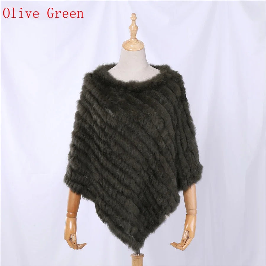 Damen Poncho weich strukturiert Grau Winter Cape