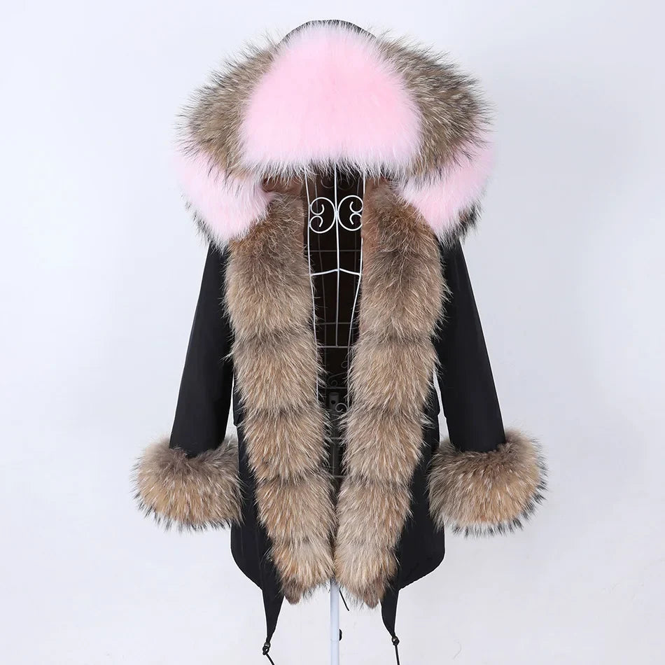 Damen Parka mit Kunstfellbesatz und Kapuze - Wintermantel