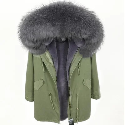 Unisex Winter Parka mit Kapuze und Fellkragen