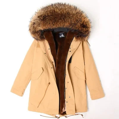 Unisex Winter Parka mit Kapuze und Fellkragen