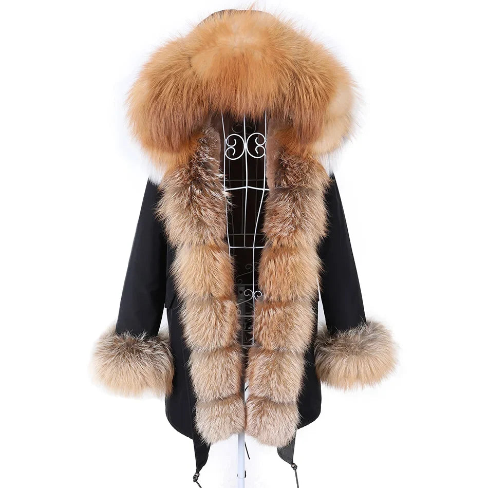 Damen Parka mit Kunstfellbesatz und Kapuze - Wintermantel