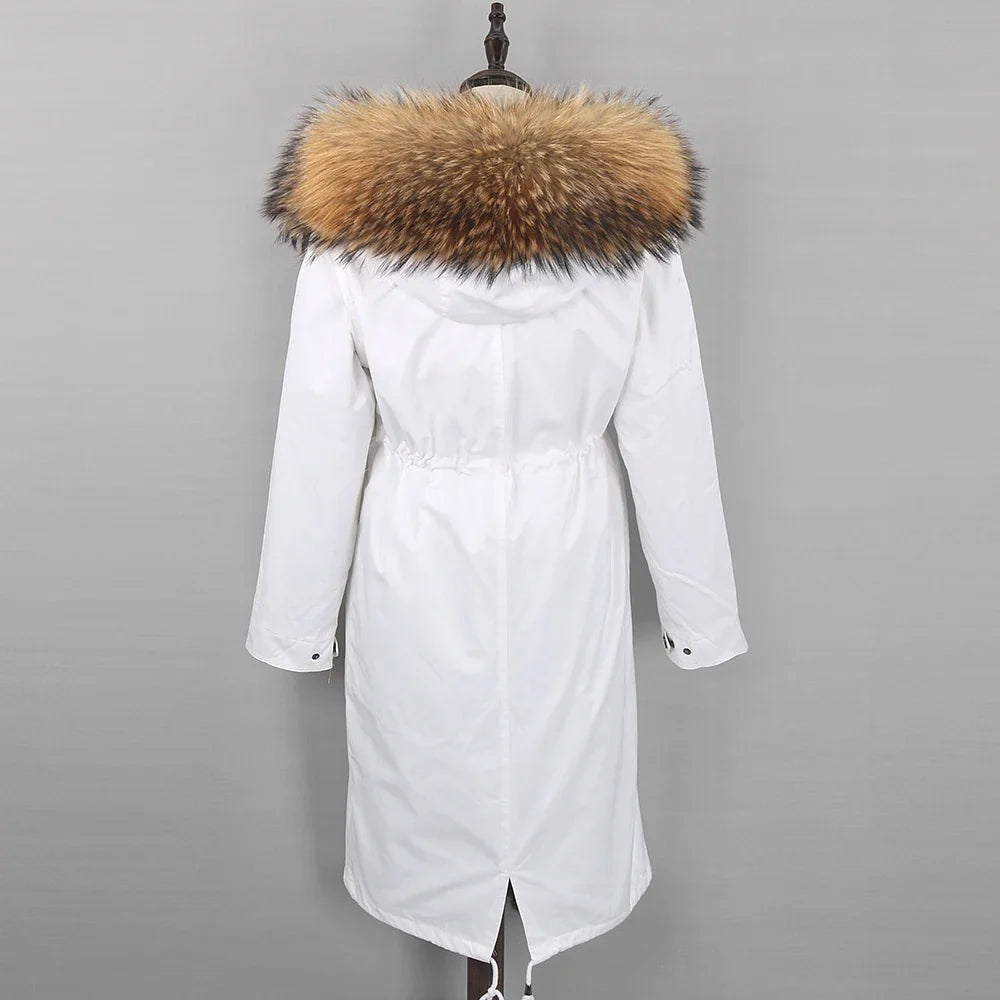 Damen Winterparka Lang mit Kapuze und Fellkragen, gefüttert, in verschiedenen Farben