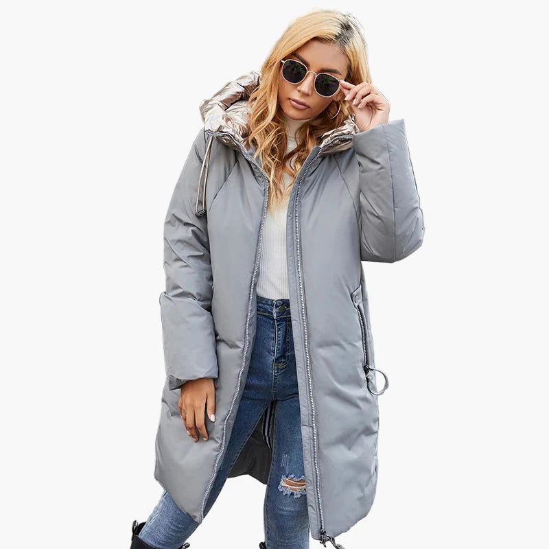 Damen Winter Steppmantel mit Kapuze – Modischer, langer Mantel für Alltag & Freizeit