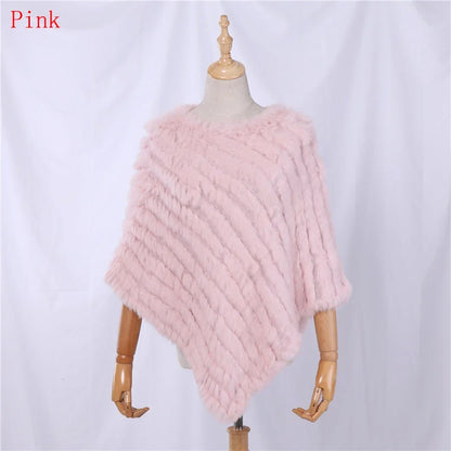 Damen Poncho weich strukturiert Grau Winter Cape