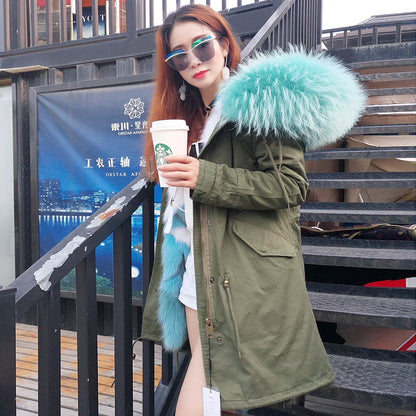 Damen Winter Parka mit Kapuze und Kunstpelz Futter