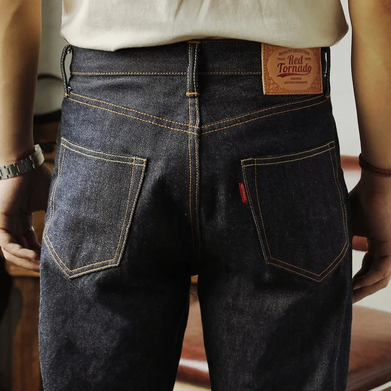 Herren Jeans Dunkelblau Regular Fit mit sichtbaren Nähten