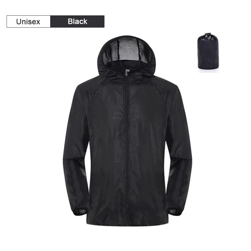 Unisex Leichte Kapuzenjacke Windbreaker Atmungsaktiv Sonnen- und Wasserschutz