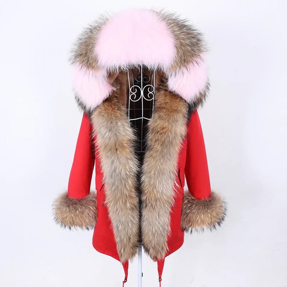 Damen Parka mit Kunstfellbesatz und Kapuze - Wintermantel