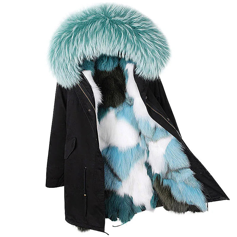 Damen Winter Parka mit Kapuze und Kunstpelz Futter