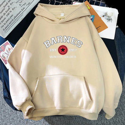 Hoodie mit Kapuze, Kängurutasche und "Barnes Winter Soldier"-Aufdruck