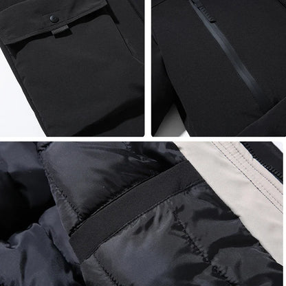 Herren Winter Parka mit Kapuze und Streifen Lang Wattiert
