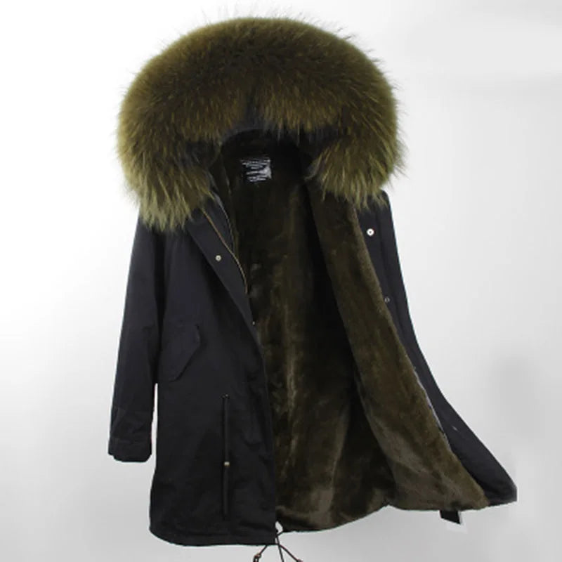 Unisex Winter Parka mit Kapuze und Fellkragen