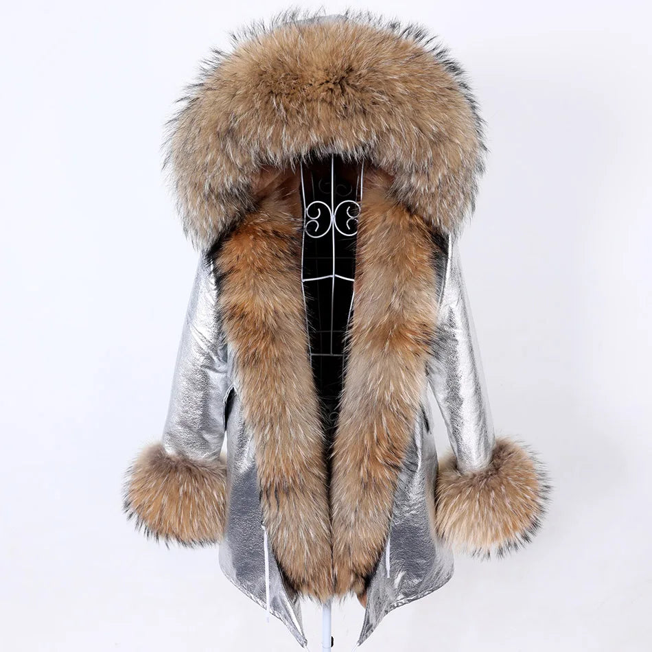 Damen Parka mit Kunstfellbesatz und Kapuze - Wintermantel