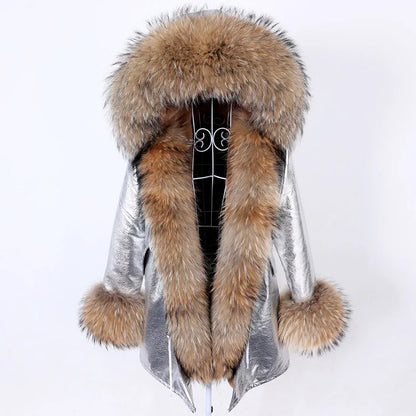 Damen Parka mit Kunstfellbesatz und Kapuze - Wintermantel