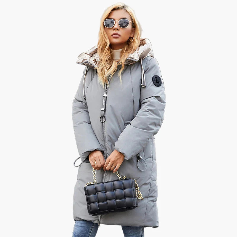 Damen Winter Steppmantel mit Kapuze – Modischer, langer Mantel für Alltag & Freizeit