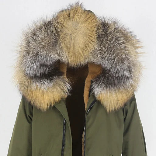 Herren Winter Parka mit Kapuze und Fellkragen, gefüttert