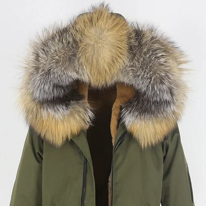 Herren Winter Parka mit Kapuze und Fellkragen, gefüttert