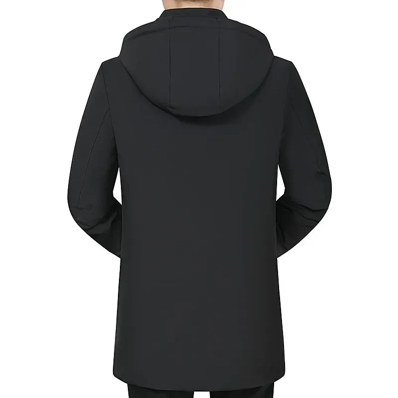 Herren Winterjacke mit Kapuze und Stehkragen, Wattiert, Winddicht