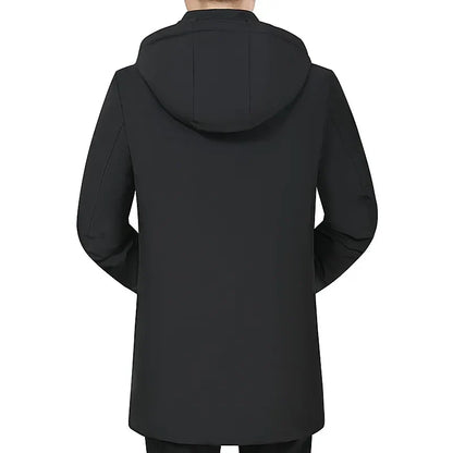 Herren Winterjacke mit Kapuze und Stehkragen, Wattiert, Winddicht