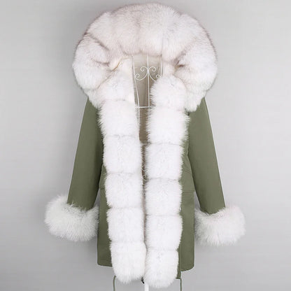 Winterparka mit Kapuze und Fellbesatz für Damen