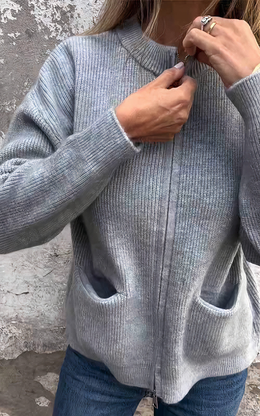 Damen Strickjacke mit Reißverschluss – Stilvolles Alltags-Cardigan für Freizeit & Büro